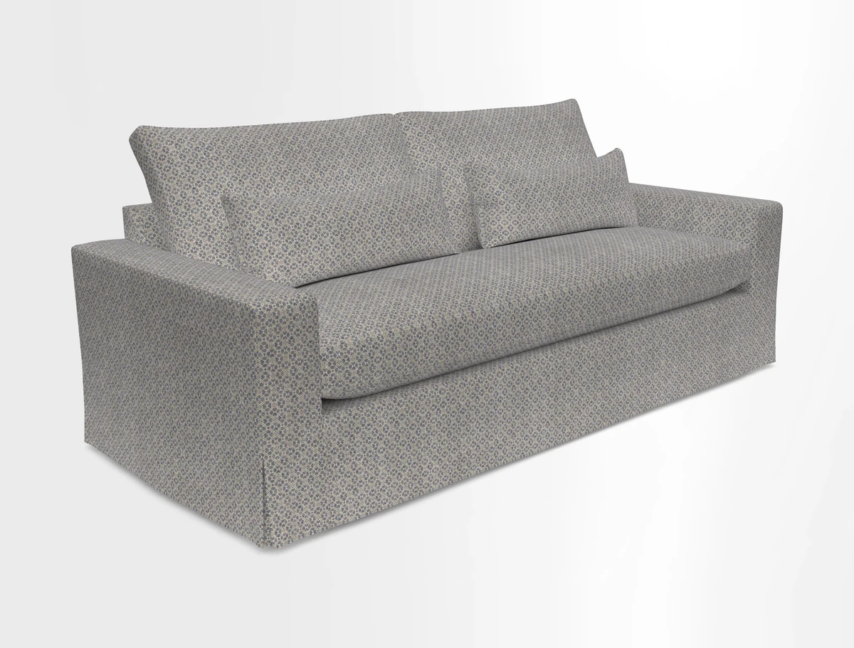 Linear 4 seater sofa in Harpers Bazaar Palette Studio Green with seat cushion in Linwood Romney Wool Forest