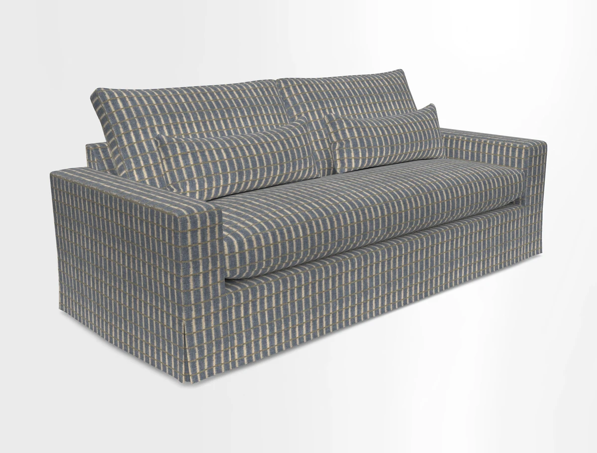 Linear 4 seater sofa in Harpers Bazaar Palette Studio Green with seat cushion in Linwood Romney Wool Forest