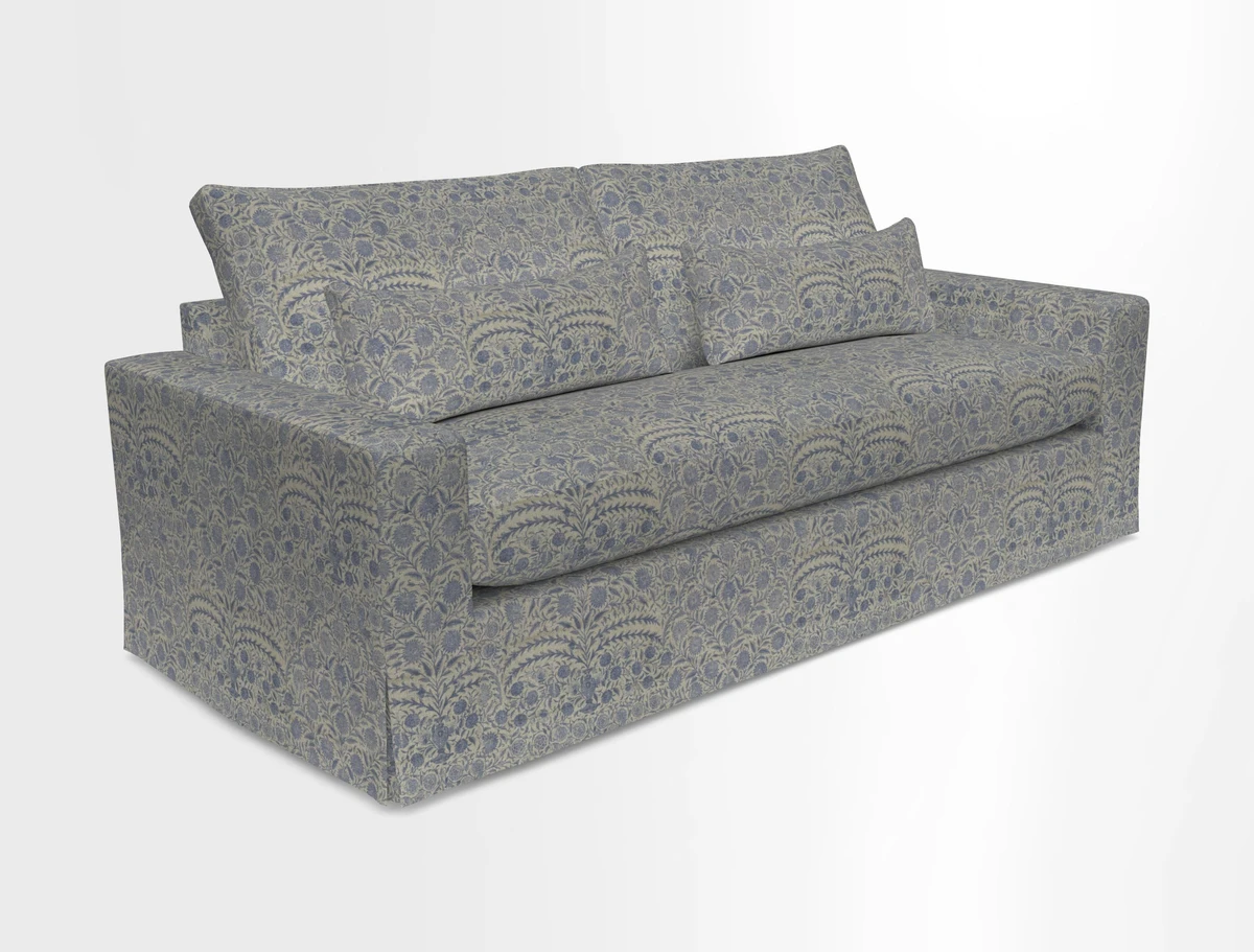 Linear 4 seater sofa in Harpers Bazaar Palette Studio Green with seat cushion in Linwood Romney Wool Forest