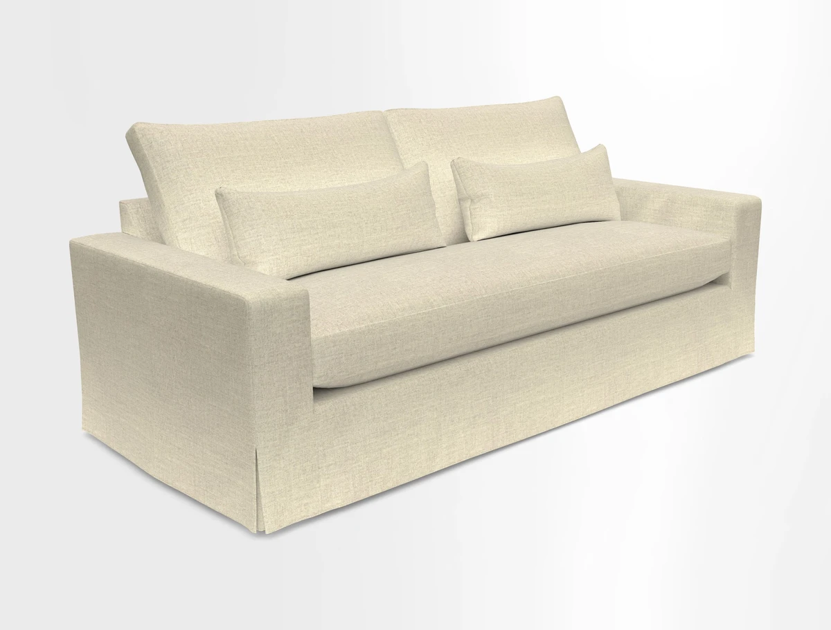 Linear 4 seater sofa in Harpers Bazaar Palette Studio Green with seat cushion in Linwood Romney Wool Forest