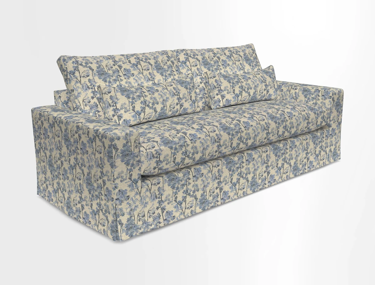 Linear 4 seater sofa in Harpers Bazaar Palette Studio Green with seat cushion in Linwood Romney Wool Forest