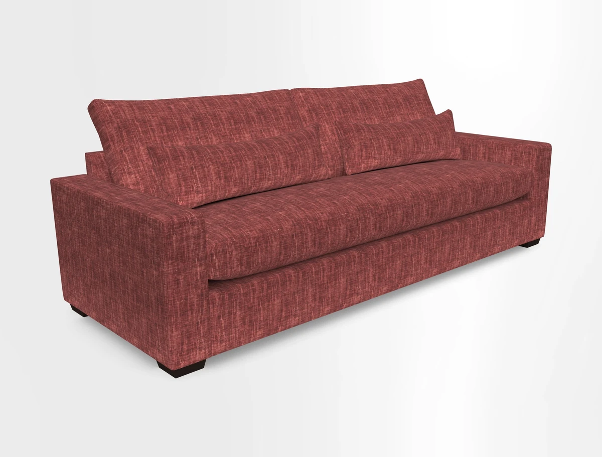 Linear 4 seater sofa in Harpers Bazaar Palette Studio Green with seat cushion in Linwood Romney Wool Forest
