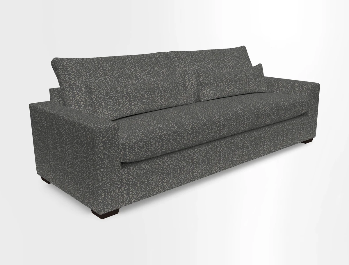 Linear 4 seater sofa in Harpers Bazaar Palette Studio Green with seat cushion in Linwood Romney Wool Forest