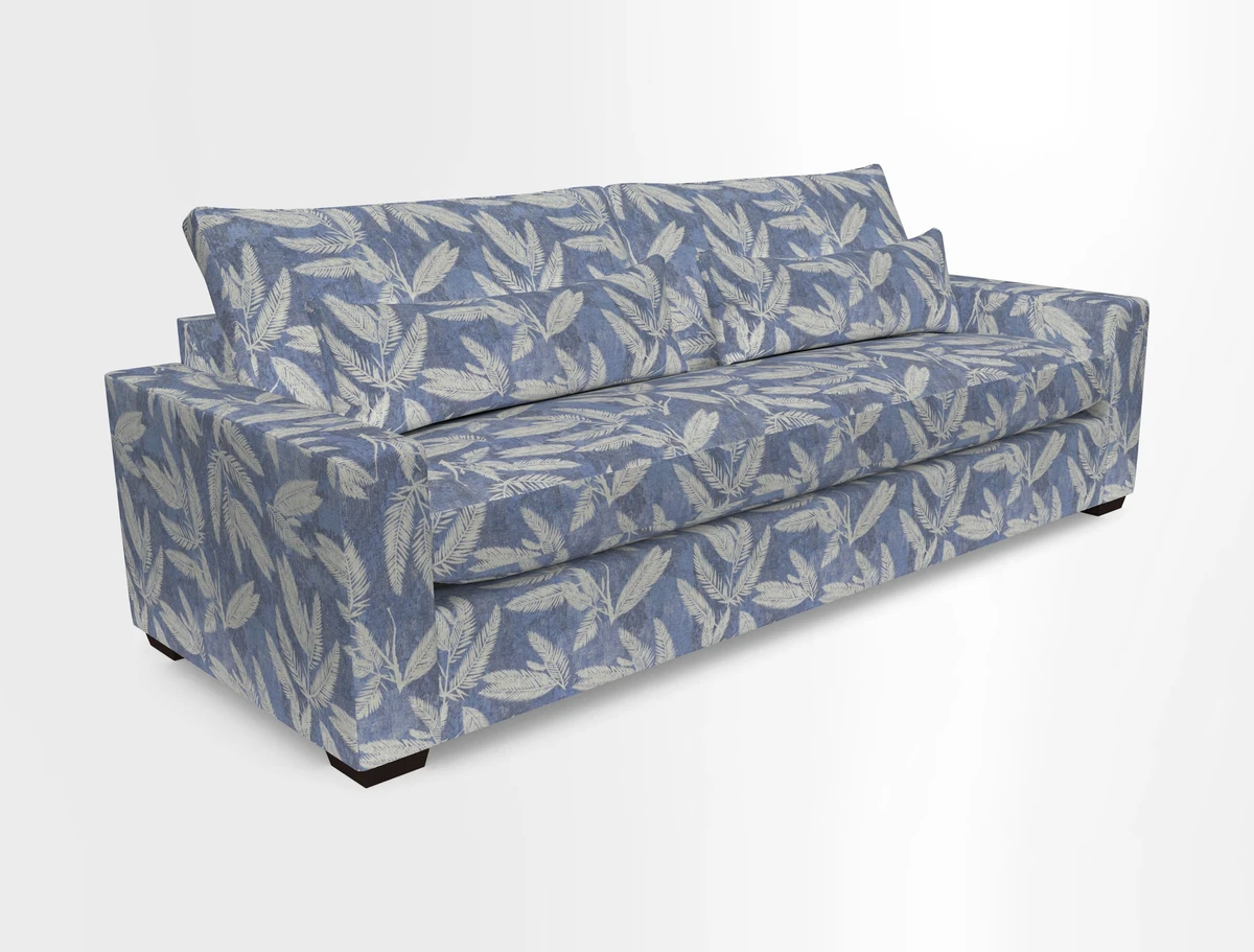 Linear 4 seater sofa in Harpers Bazaar Palette Studio Green with seat cushion in Linwood Romney Wool Forest