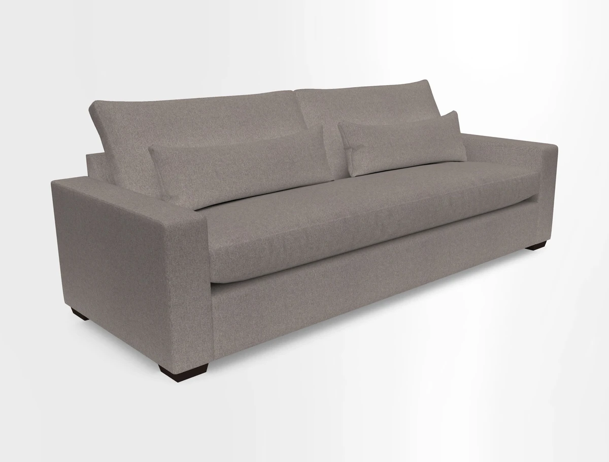 Linear 4 seater sofa in Harpers Bazaar Palette Studio Green with seat cushion in Linwood Romney Wool Forest