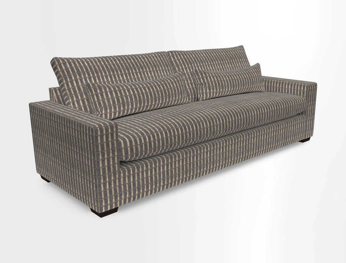 Linear 4 seater sofa in Harpers Bazaar Palette Studio Green with seat cushion in Linwood Romney Wool Forest