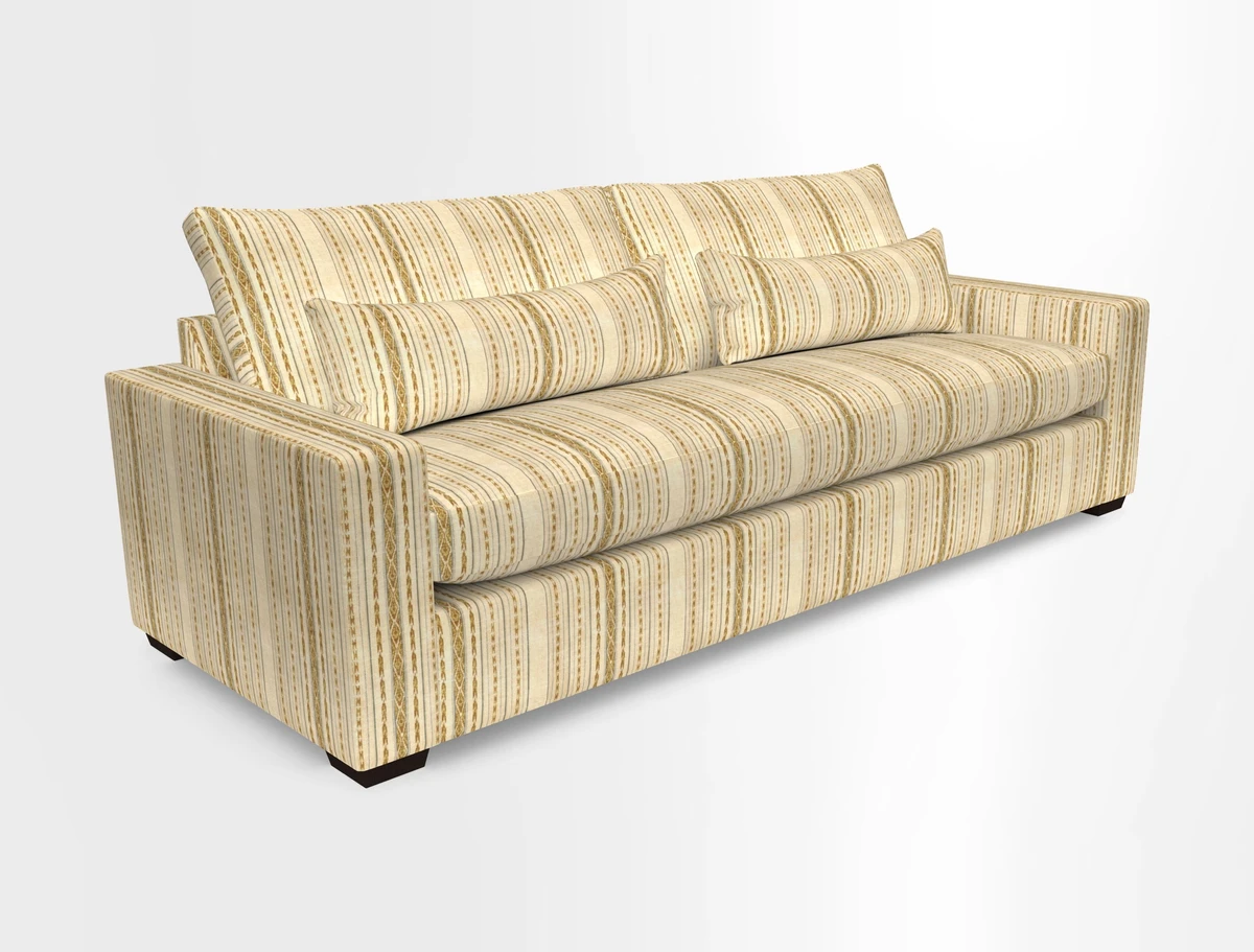 Linear 4 seater sofa in Harpers Bazaar Palette Studio Green with seat cushion in Linwood Romney Wool Forest