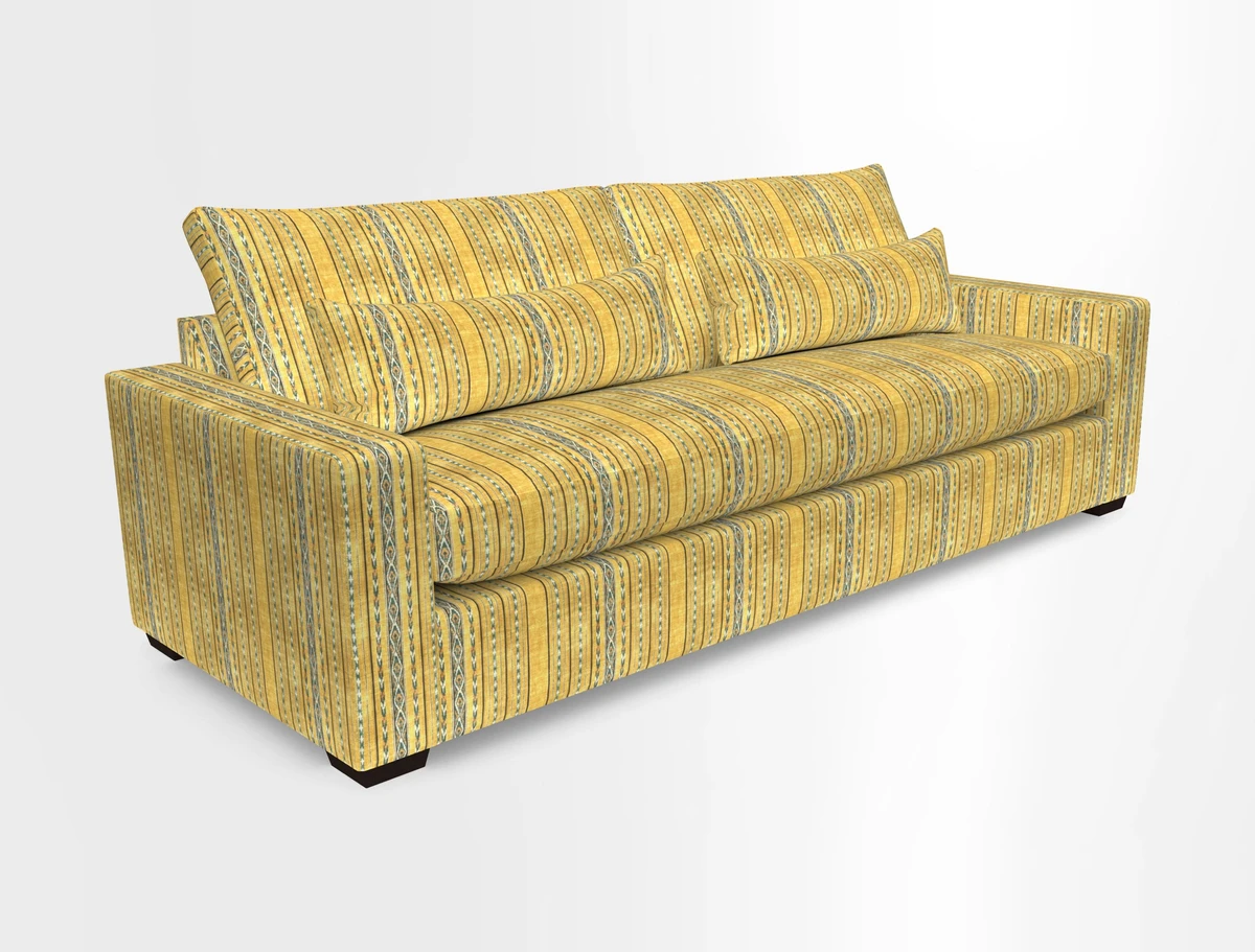 Linear 4 seater sofa in Harpers Bazaar Palette Studio Green with seat cushion in Linwood Romney Wool Forest