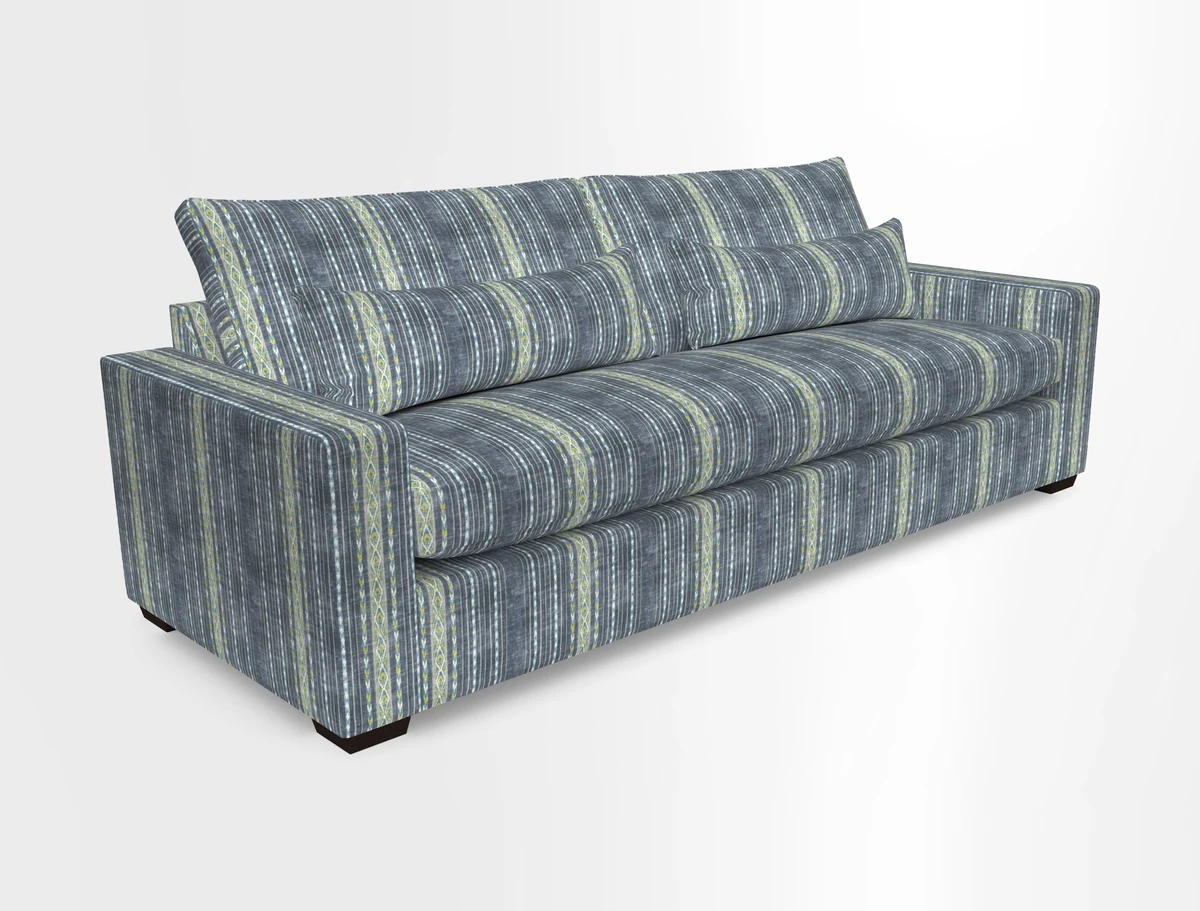 Linear 4 seater sofa in Harpers Bazaar Palette Studio Green with seat cushion in Linwood Romney Wool Forest