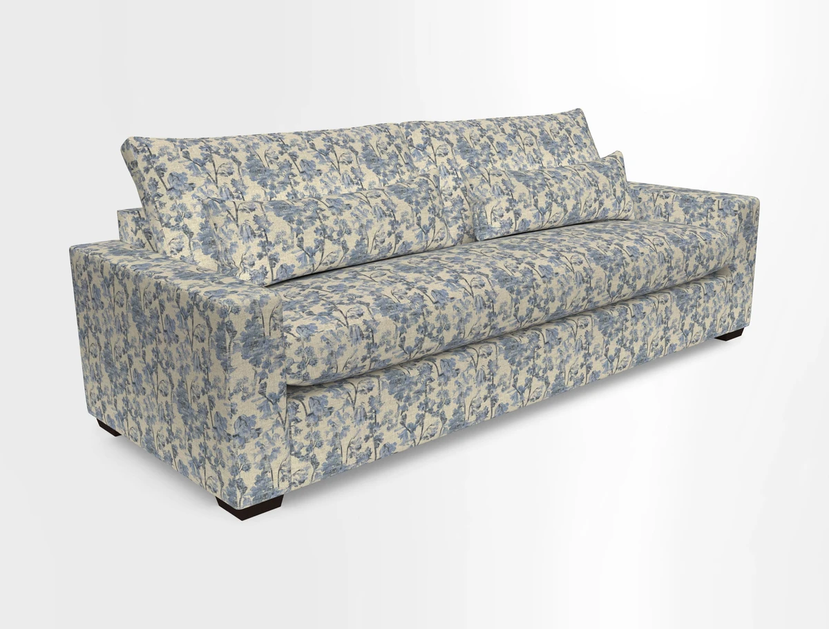 Linear 4 seater sofa in Harpers Bazaar Palette Studio Green with seat cushion in Linwood Romney Wool Forest