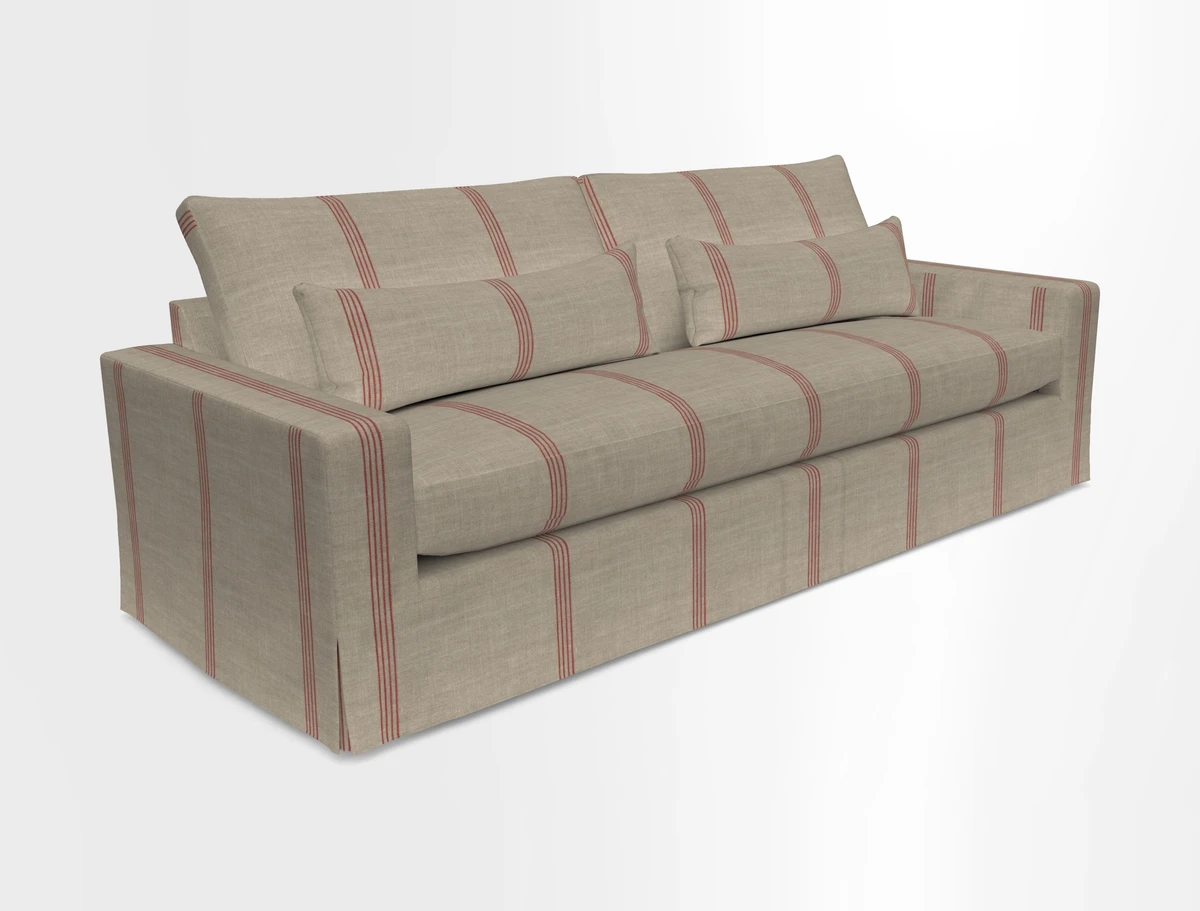 Linear 4 seater sofa in Harpers Bazaar Palette Studio Green with seat cushion in Linwood Romney Wool Forest