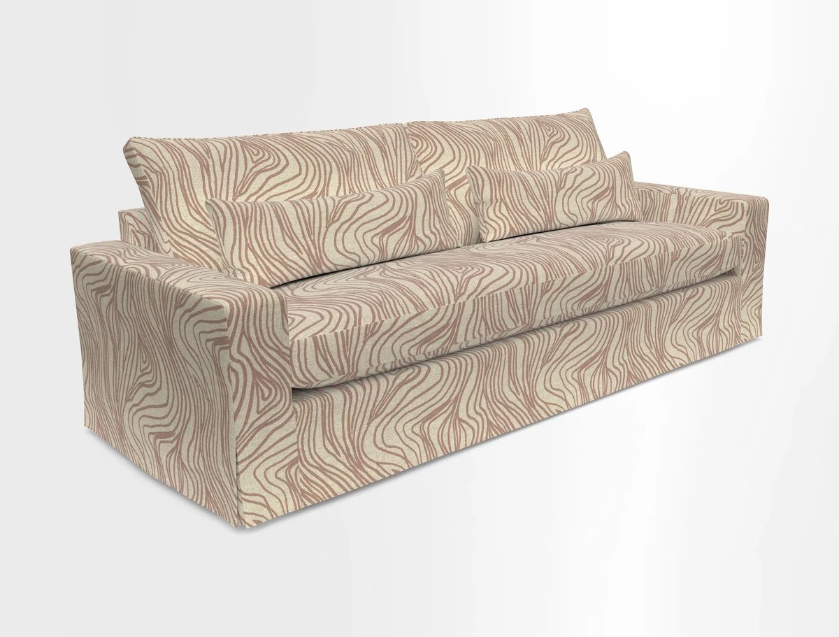 Linear 4 seater sofa in Harpers Bazaar Palette Studio Green with seat cushion in Linwood Romney Wool Forest