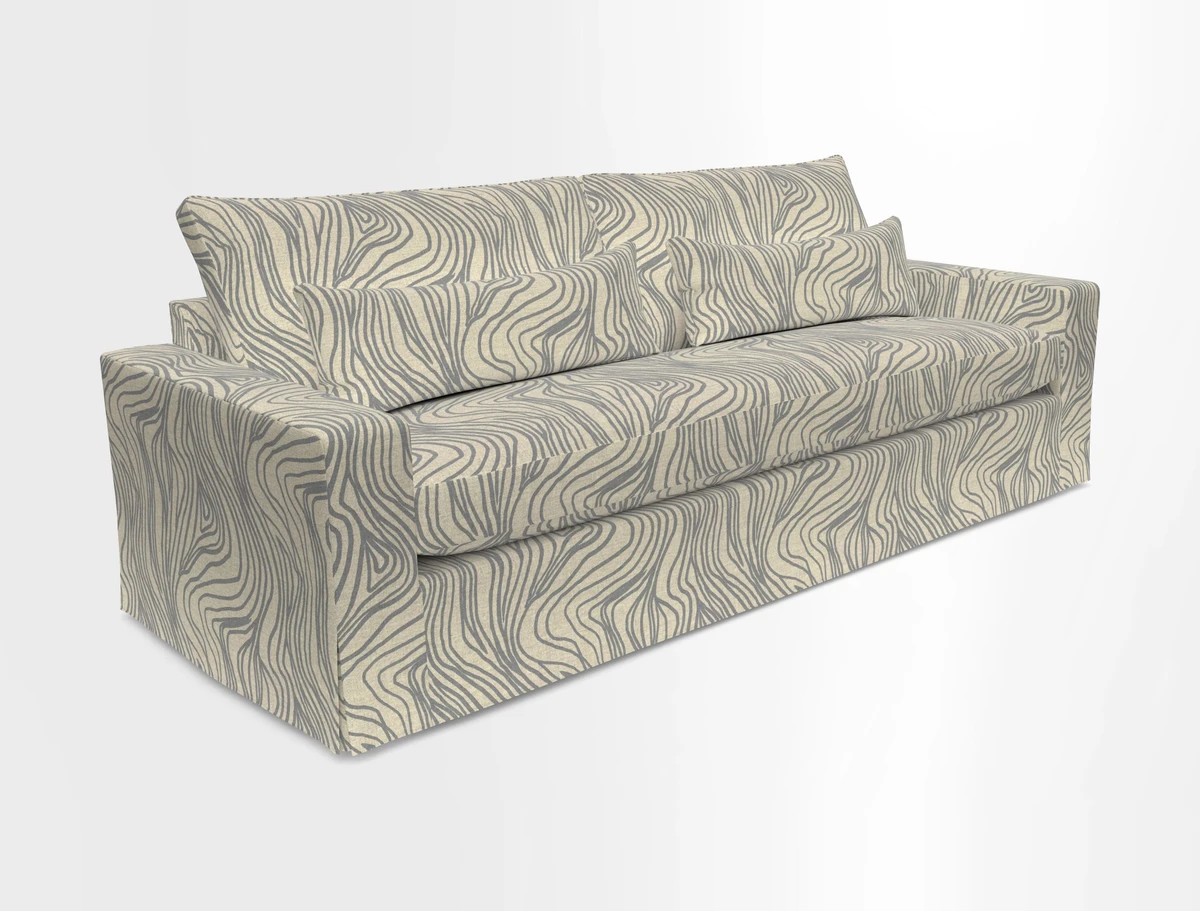 Linear 4 seater sofa in Harpers Bazaar Palette Studio Green with seat cushion in Linwood Romney Wool Forest