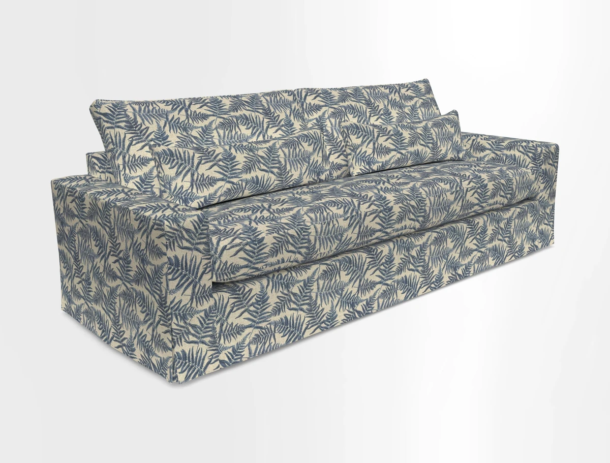 Linear 4 seater sofa in Harpers Bazaar Palette Studio Green with seat cushion in Linwood Romney Wool Forest