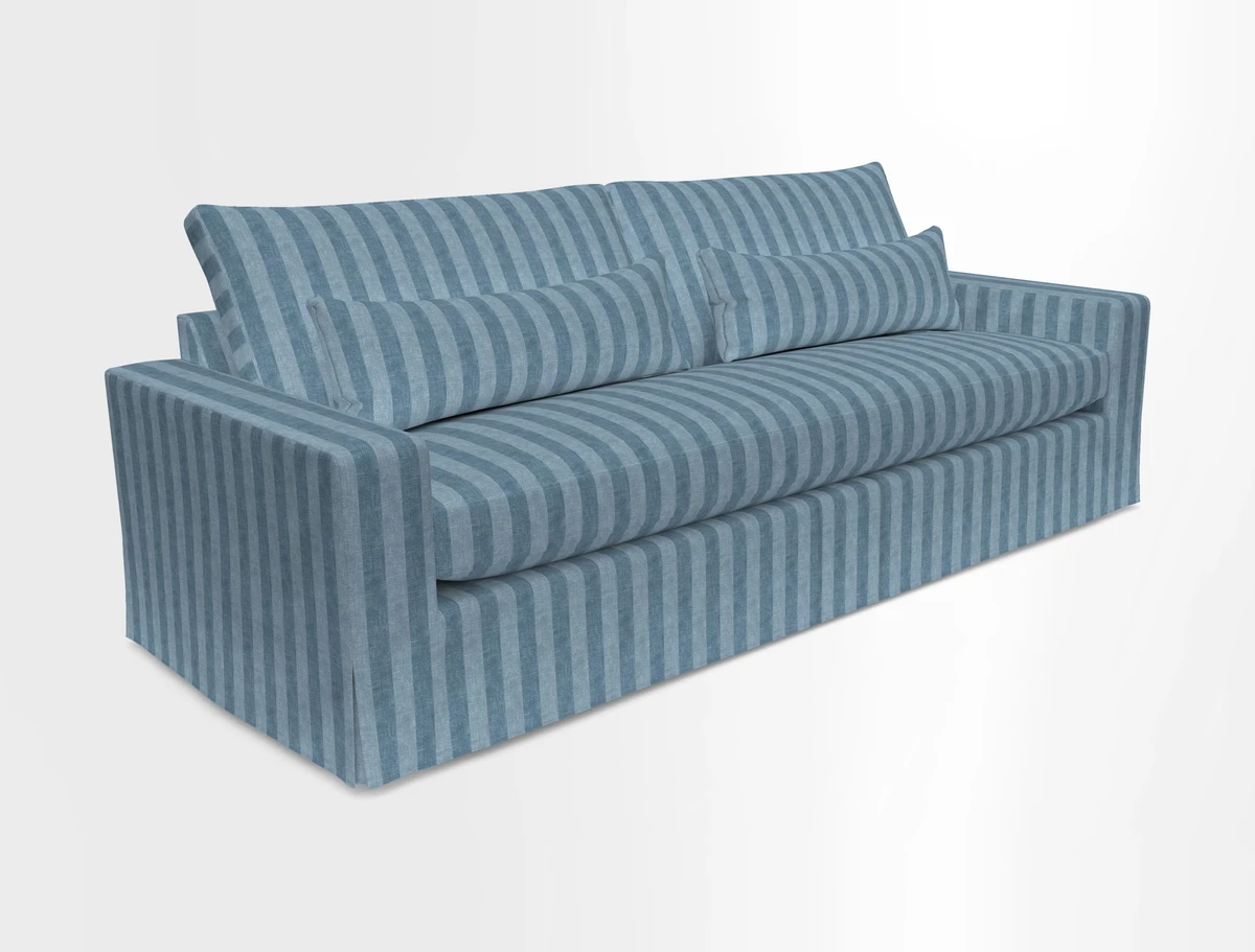 Linear 4 seater sofa in Harpers Bazaar Palette Studio Green with seat cushion in Linwood Romney Wool Forest