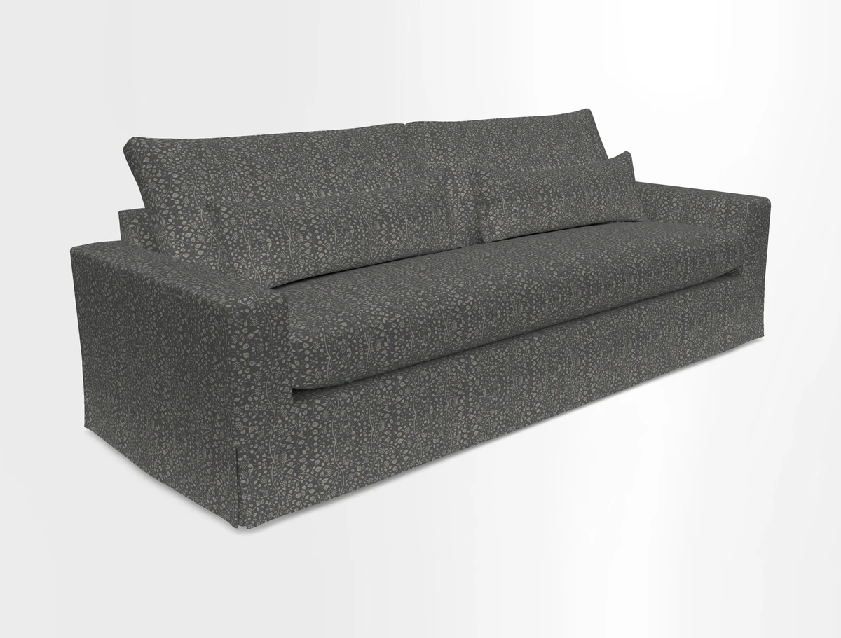 Linear 4 seater sofa in Harpers Bazaar Palette Studio Green with seat cushion in Linwood Romney Wool Forest