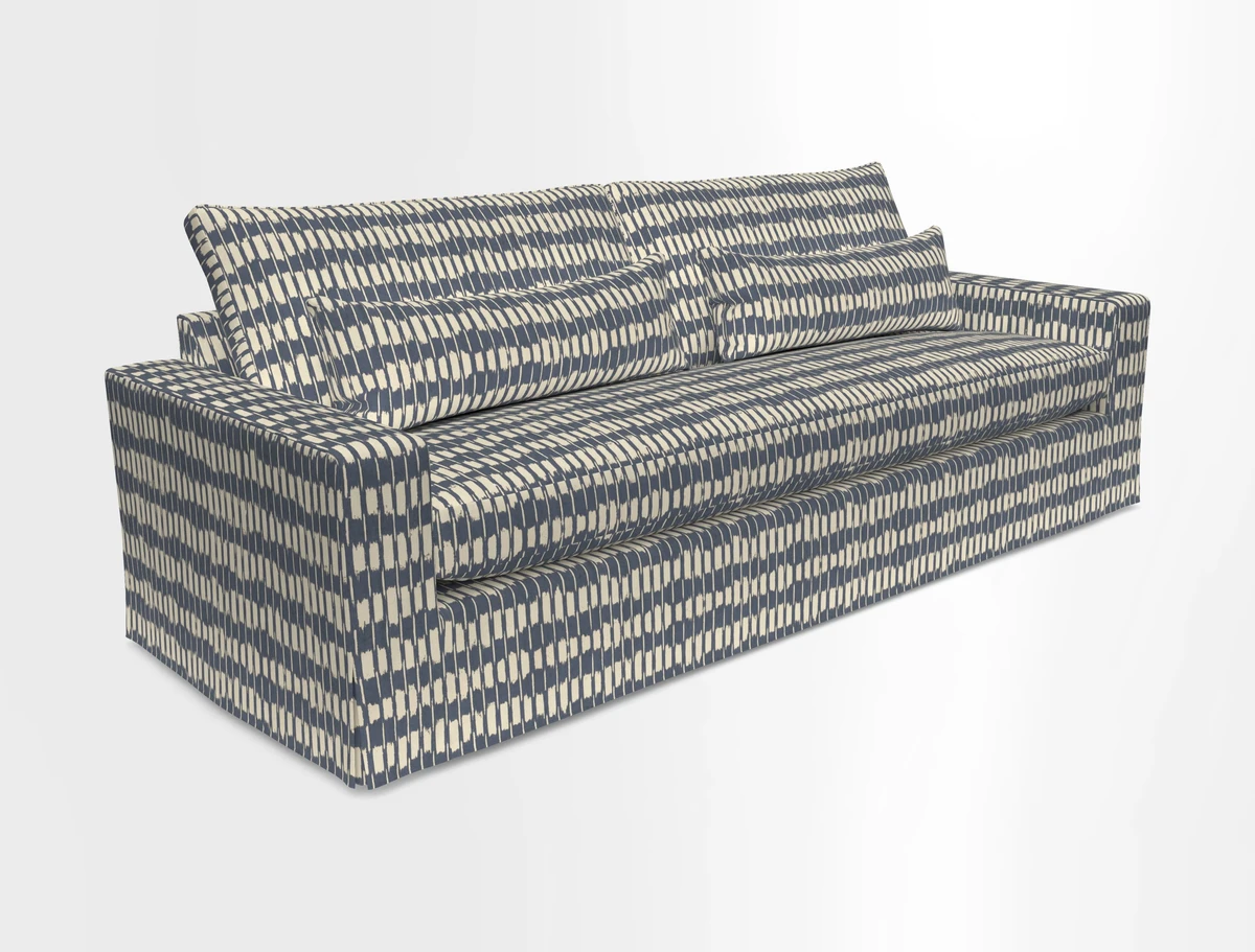 Linear 4 seater sofa in Harpers Bazaar Palette Studio Green with seat cushion in Linwood Romney Wool Forest