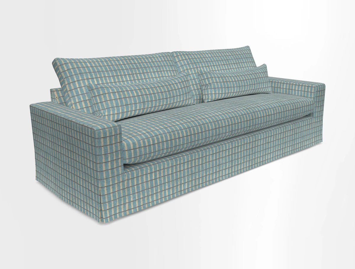 Linear 4 seater sofa in Harpers Bazaar Palette Studio Green with seat cushion in Linwood Romney Wool Forest