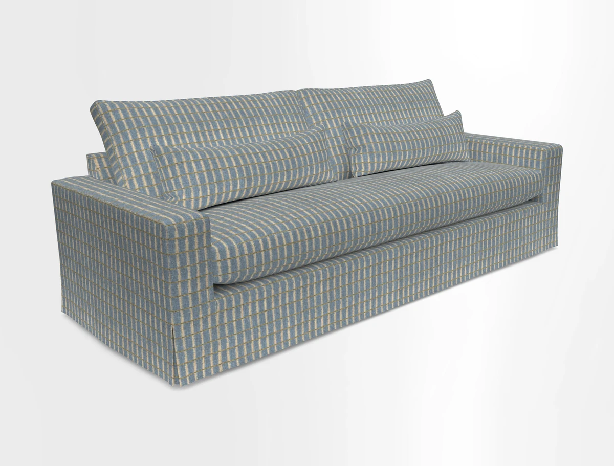 Linear 4 seater sofa in Harpers Bazaar Palette Studio Green with seat cushion in Linwood Romney Wool Forest