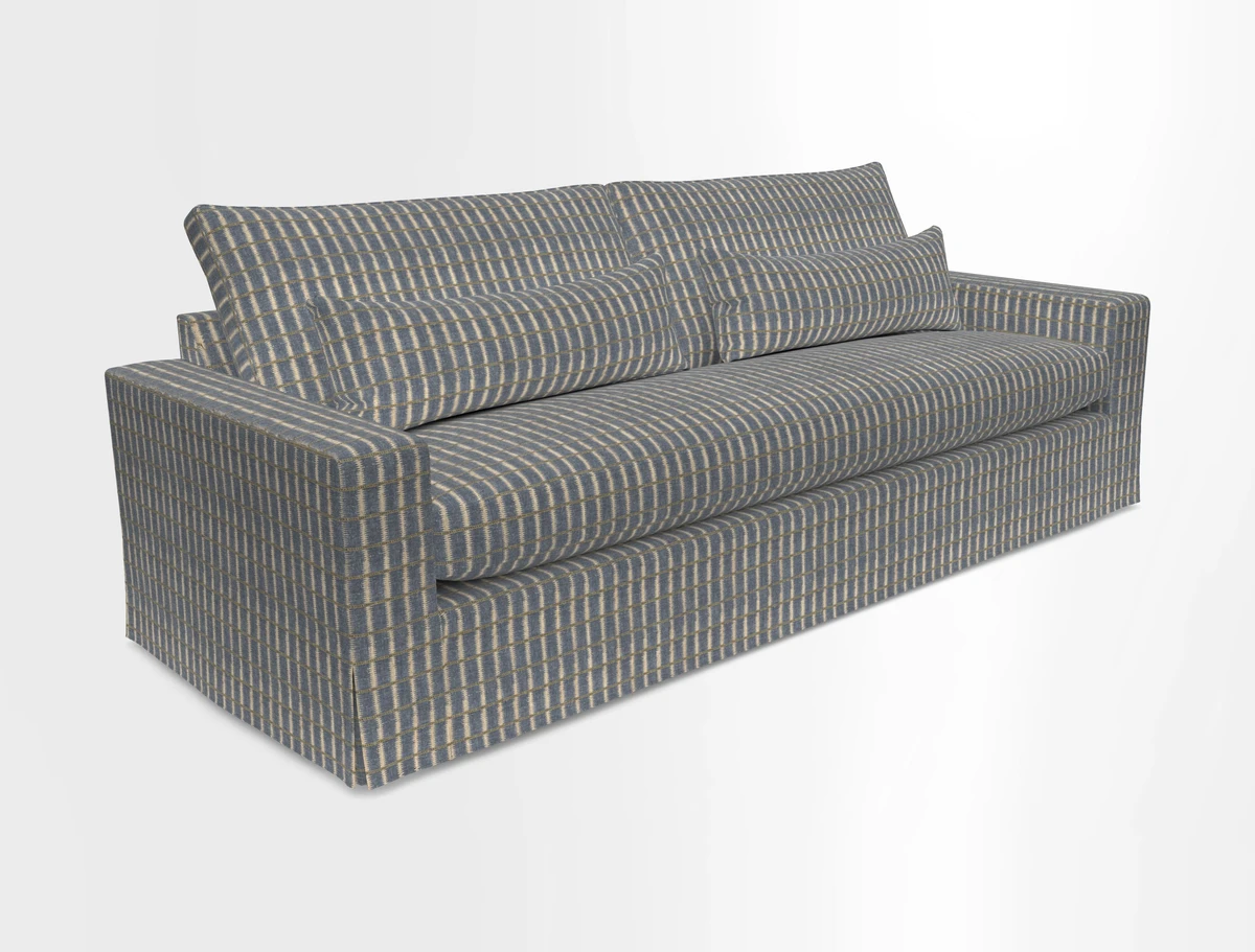 Linear 4 seater sofa in Harpers Bazaar Palette Studio Green with seat cushion in Linwood Romney Wool Forest