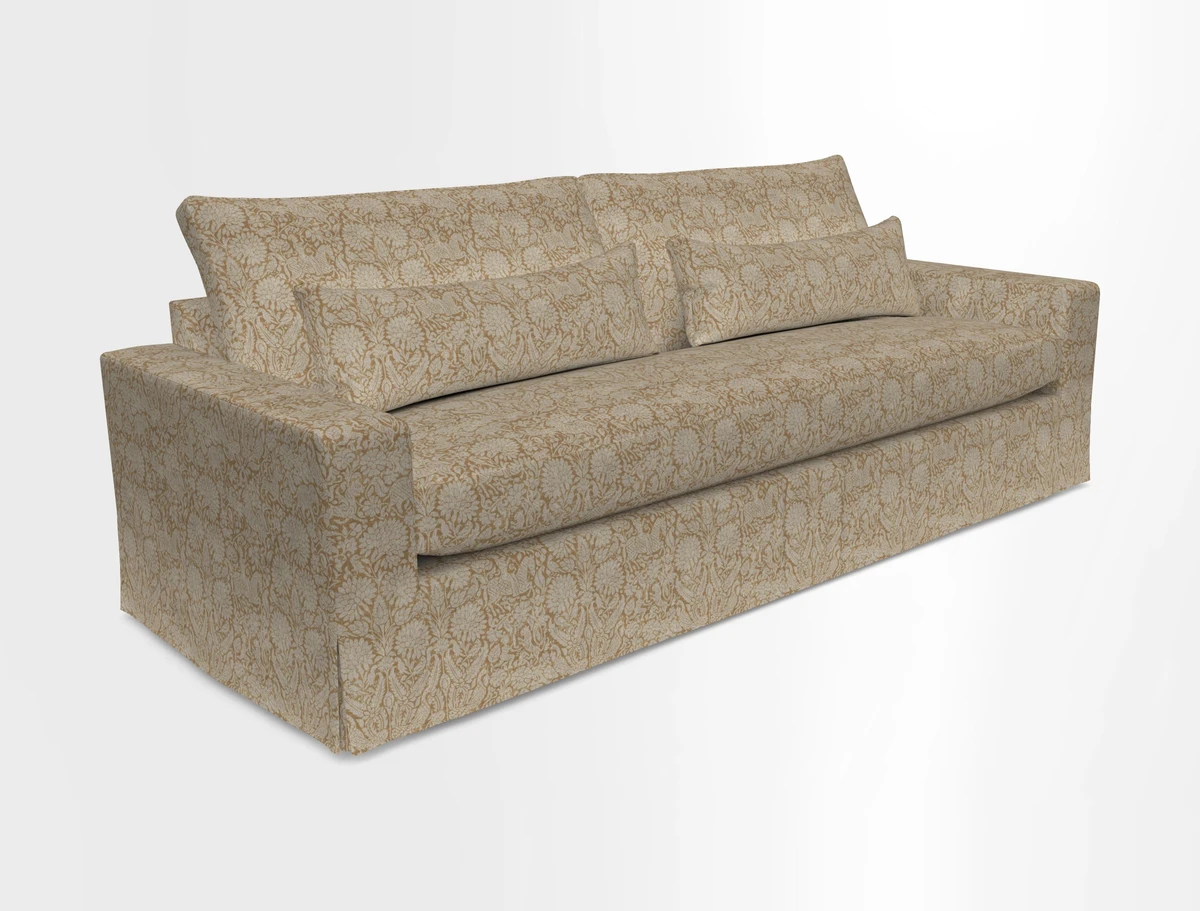 Linear 4 seater sofa in Harpers Bazaar Palette Studio Green with seat cushion in Linwood Romney Wool Forest