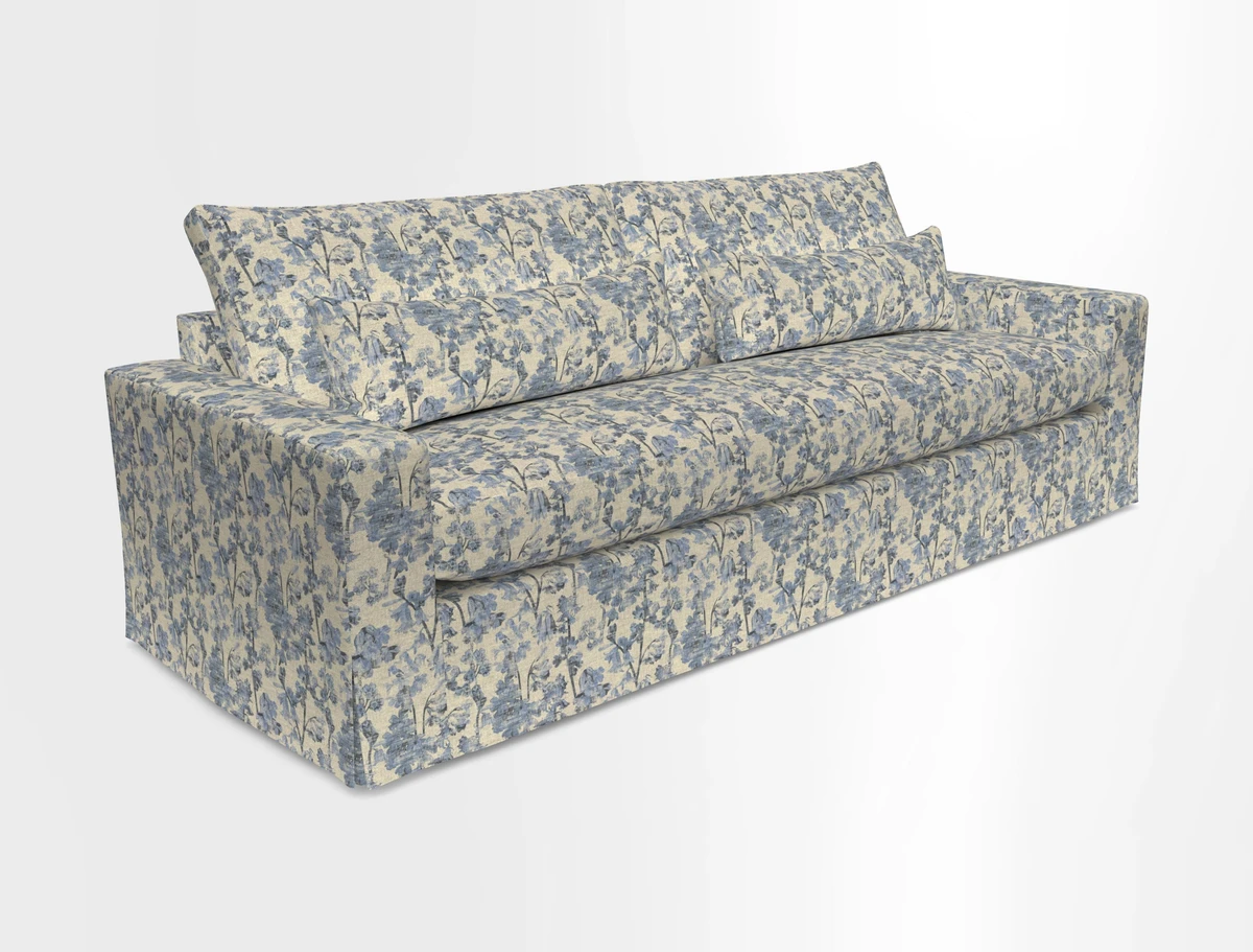 Linear 4 seater sofa in Harpers Bazaar Palette Studio Green with seat cushion in Linwood Romney Wool Forest