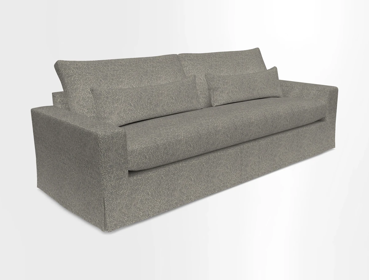 Linear 4 seater sofa in Harpers Bazaar Palette Studio Green with seat cushion in Linwood Romney Wool Forest