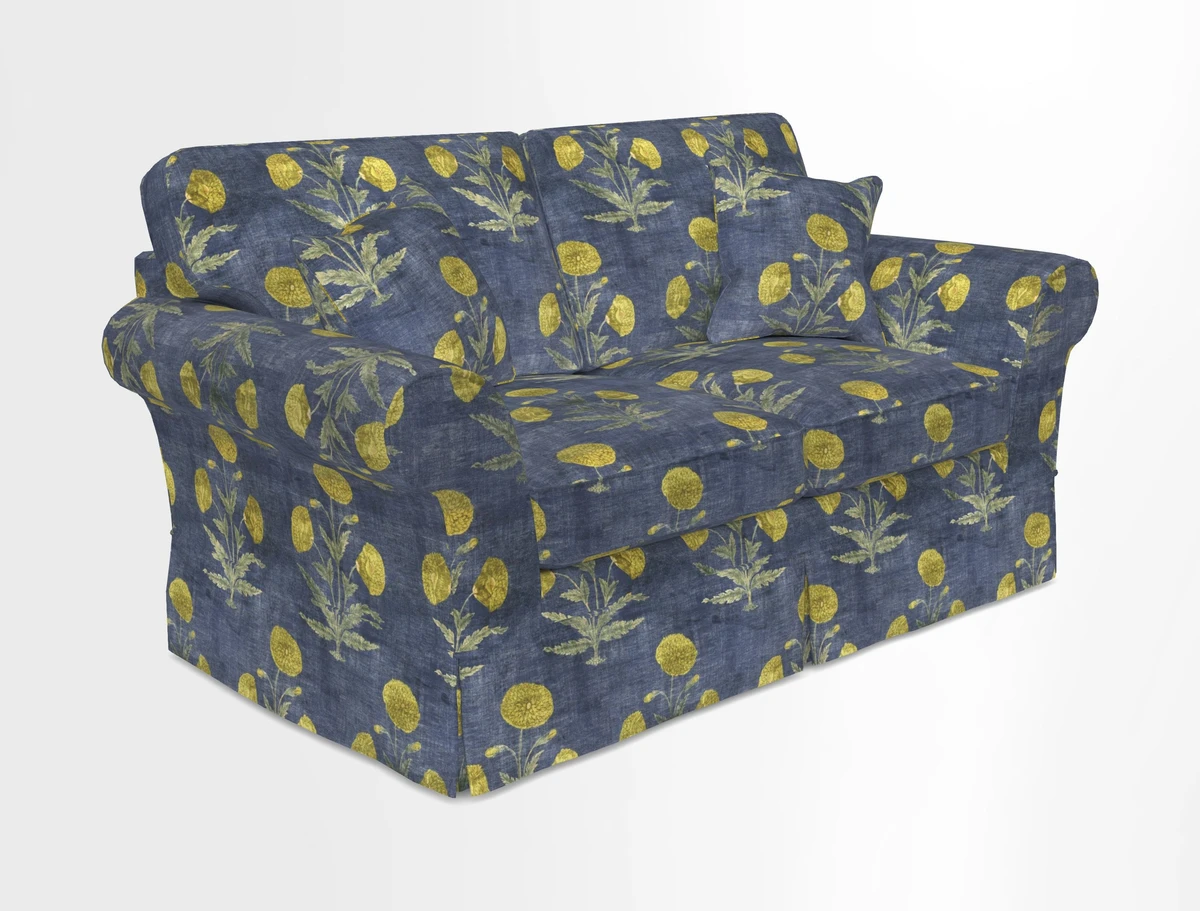 Lanhydrock 2.5 Seater Sofa in Floral Linens Lela Mystery Indigo
