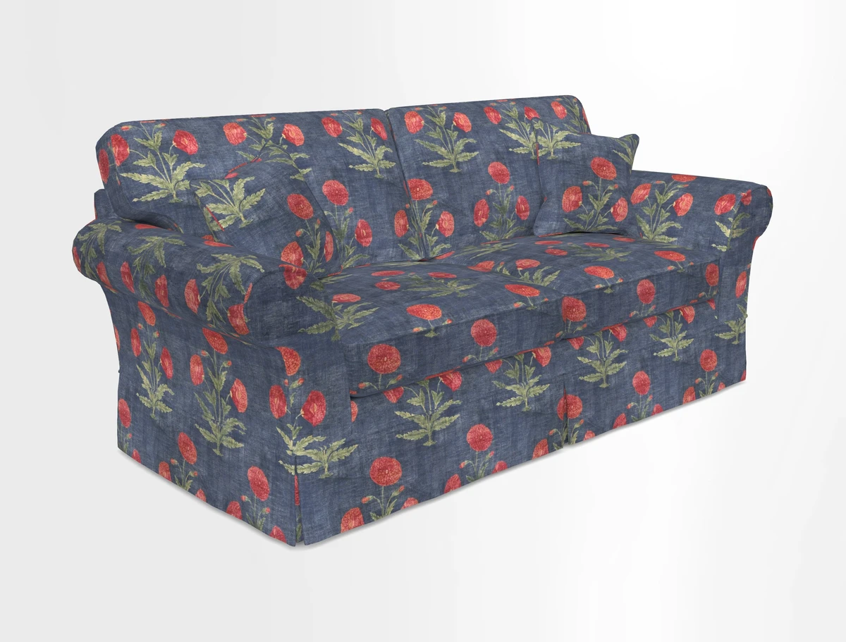 Lanhydrock 3 Seater Sofa in Floral Linens Lela Mystery Indigo