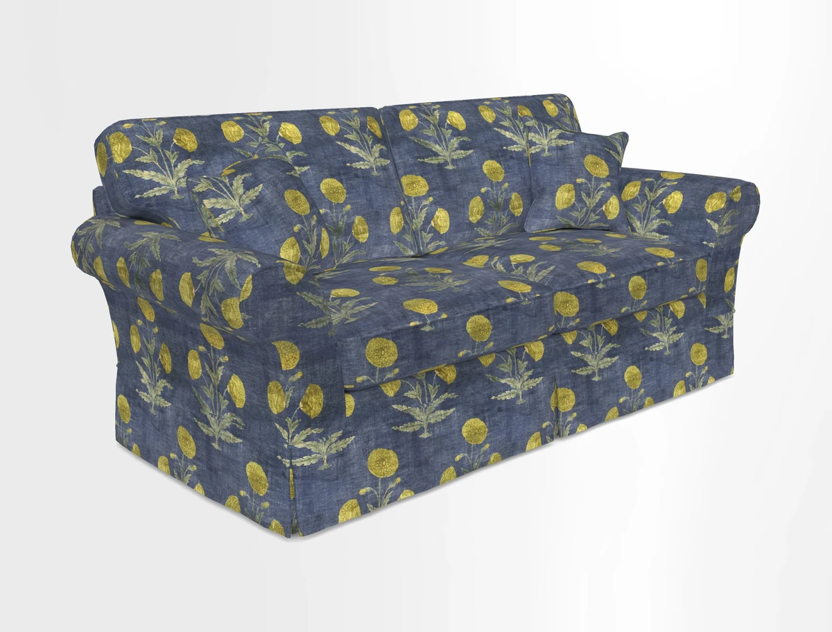 Lanhydrock 3 Seater Sofa in Floral Linens Lela Mystery Indigo