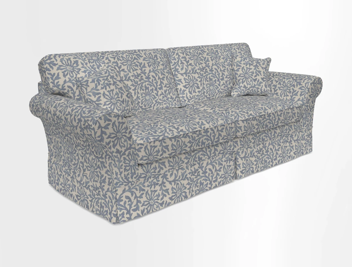 Lanhydrock 4 Seater Sofa in Floral Linens Lela Mystery Indigo