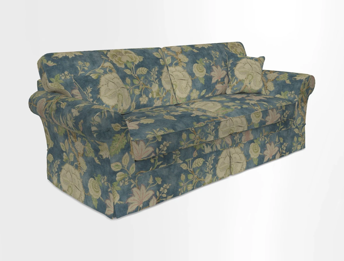 Lanhydrock 4 Seater Sofa in Floral Linens Lela Mystery Indigo