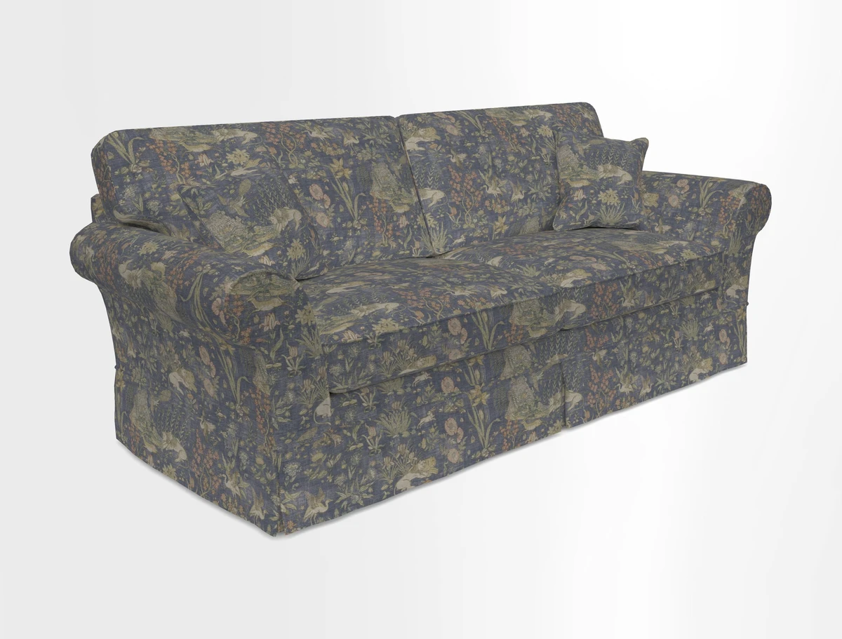 Lanhydrock 4 Seater Sofa in Floral Linens Lela Mystery Indigo