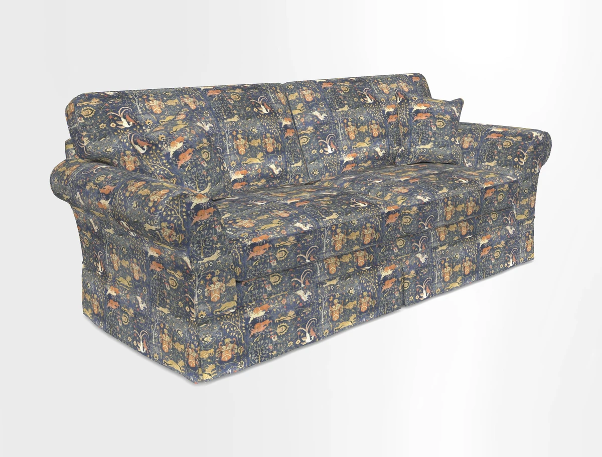 Lanhydrock 4 Seater Sofa in Floral Linens Lela Mystery Indigo