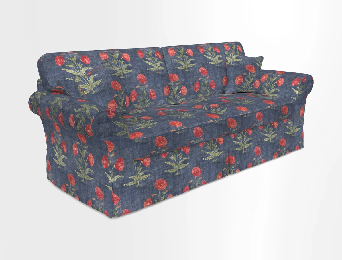 Lanhydrock 4 Seater Sofa in Floral Linens Lela Mystery Indigo