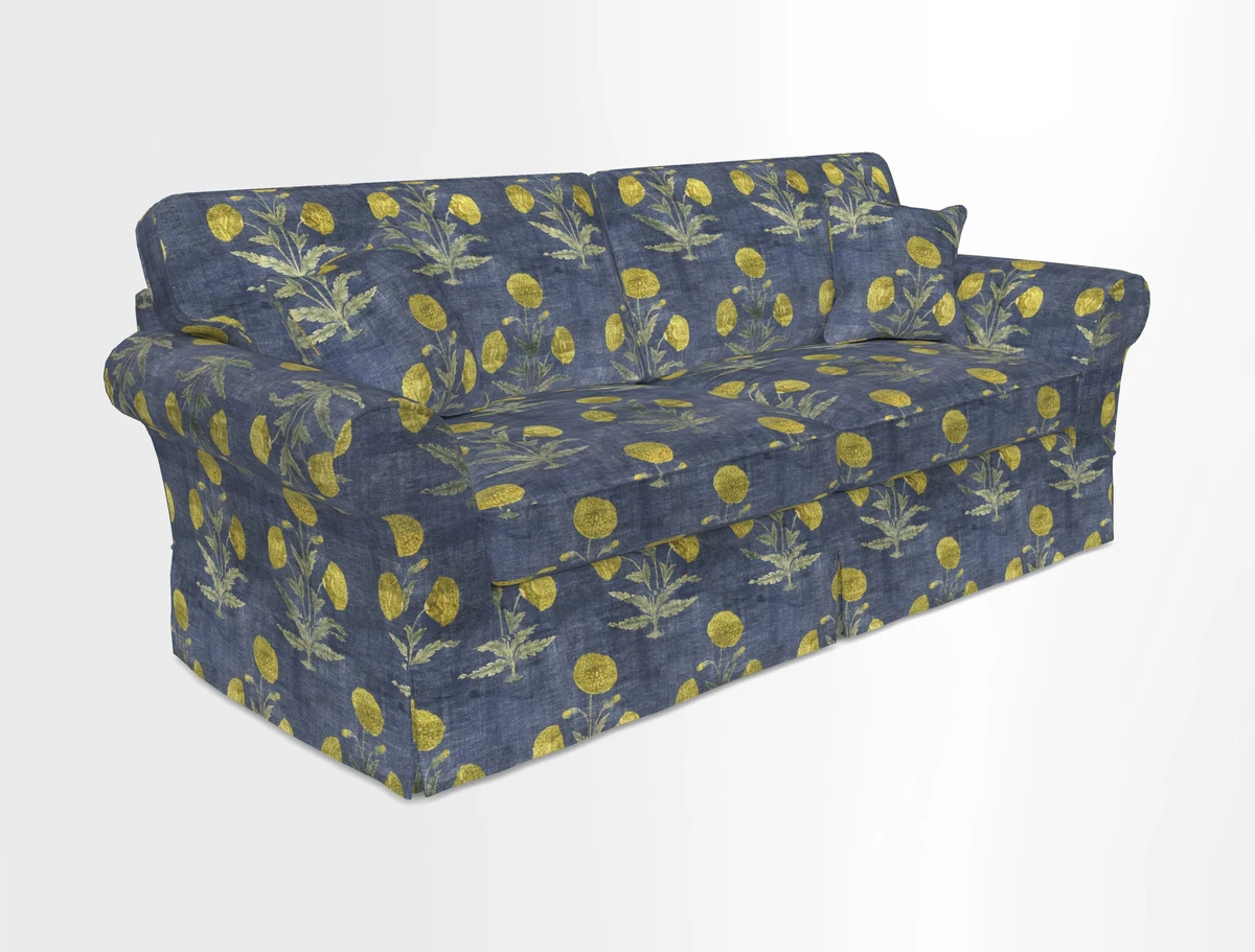 Lanhydrock 4 Seater Sofa in Floral Linens Lela Mystery Indigo