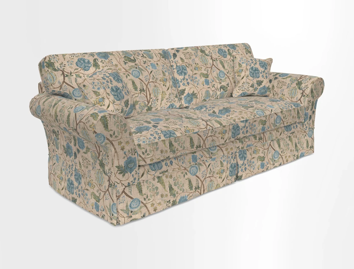 Lanhydrock 4 Seater Sofa in Floral Linens Lela Mystery Indigo