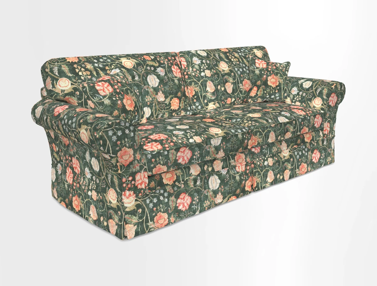 Lanhydrock 4 Seater Sofa in Floral Linens Lela Mystery Indigo