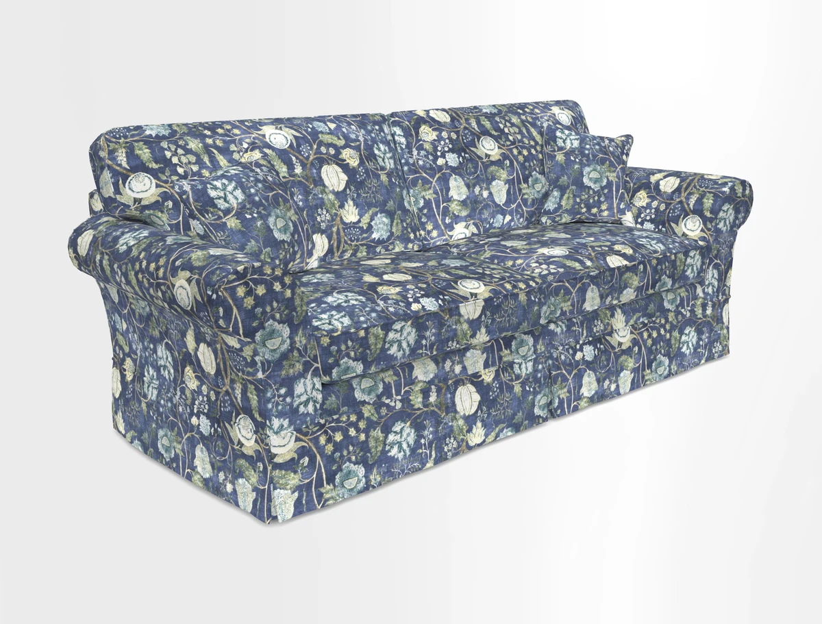 Lanhydrock 4 Seater Sofa in Floral Linens Lela Mystery Indigo