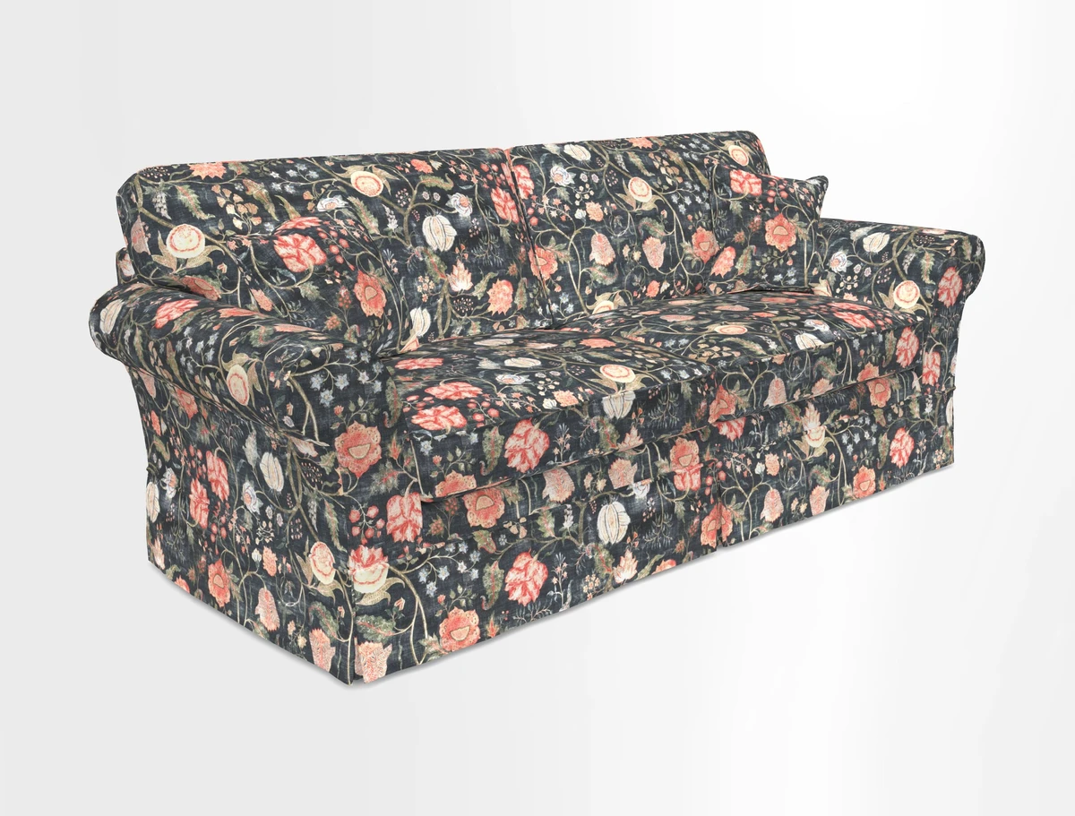 Lanhydrock 4 Seater Sofa in Floral Linens Lela Mystery Indigo