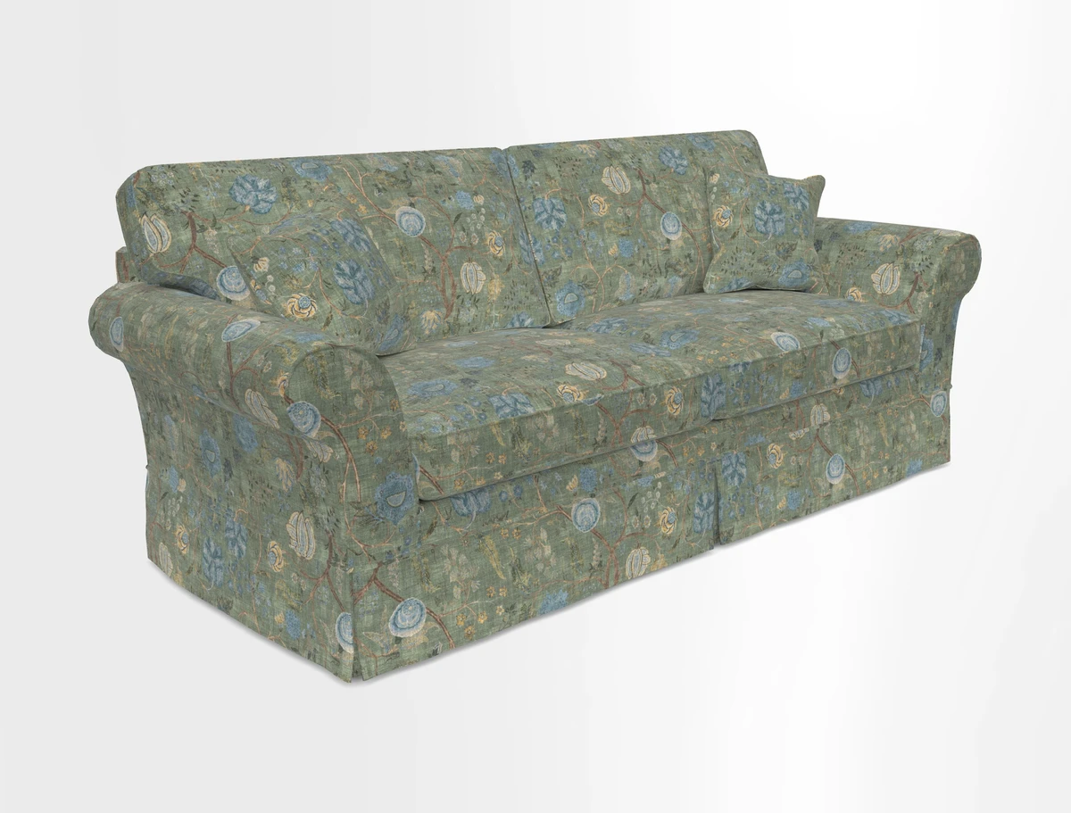 Lanhydrock 4 Seater Sofa in Floral Linens Lela Mystery Indigo