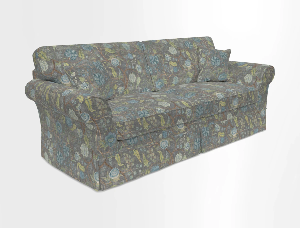 Lanhydrock 4 Seater Sofa in Floral Linens Lela Mystery Indigo
