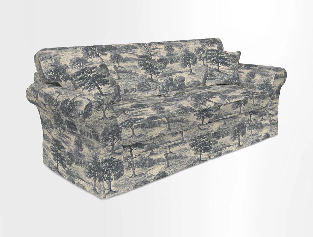 Lanhydrock 4 Seater Sofa in Floral Linens Lela Mystery Indigo