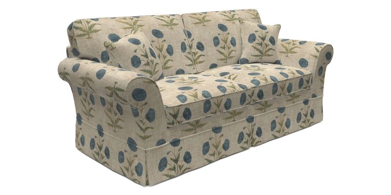 Lanhydrock 3 Seater Sofa in Floral Linens Lela Mystery Indigo