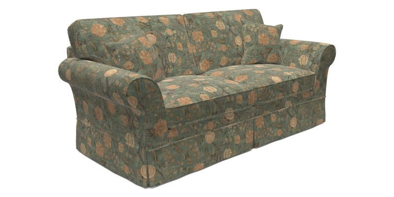 Lanhydrock 3 Seater Sofa in Floral Linens Lela Mystery Indigo