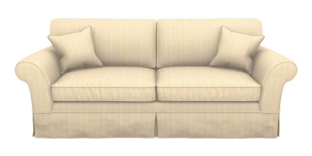 Product photograph of Lanhydrock 4 Seater Sofa In Cloth 22 - Racing Stripes Ayr - Lemon from Sofas and Stuff Limited