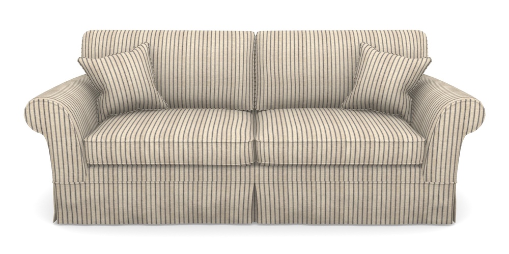 Product photograph of Lanhydrock 4 Seater Sofa In Cloth 18 Stripes - Ticking - Bible Black from Sofas and Stuff Limited