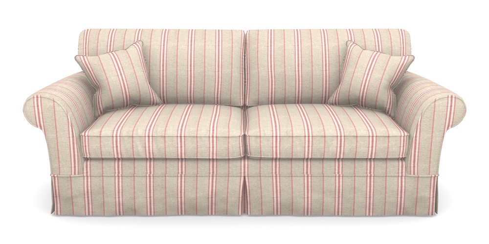 Product photograph of Lanhydrock 4 Seater Sofa In Cloth 18 Stripes - Regimental - Cranberry from Sofas and Stuff Limited