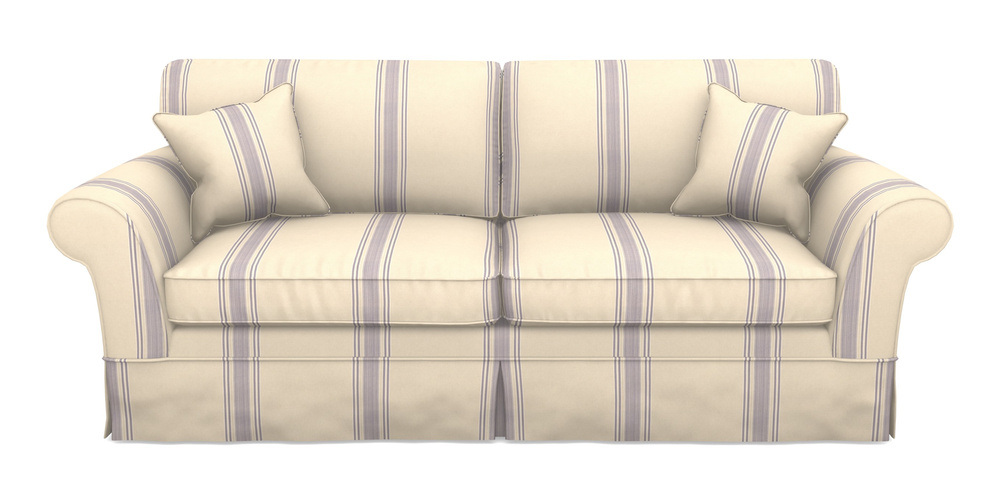 Product photograph of Lanhydrock 4 Seater Sofa In Cloth 22 - Racing Stripes Cheltenham - Blueberry from Sofas and Stuff Limited