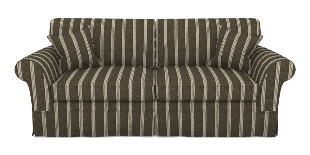 Product photograph of Lanhydrock 4 Seater Sofa In Cloth 20 - Design 2 - Olive Stripe from Sofas and Stuff Limited